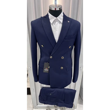 Sabri Zengin Erkek Kruvaze Slim Fit Takım