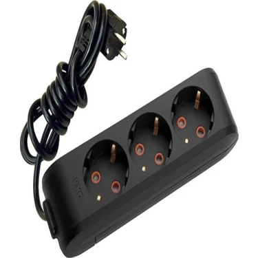 Viko Multi-Led Siyah 3'lü Priz Kablolu 2 m