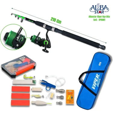 Albastar Viper Kıyı Olta Seti 210 cm 50-100 g – Maksimum Atış Mesafeli, Alüminyum Kafalı, Ergonomik