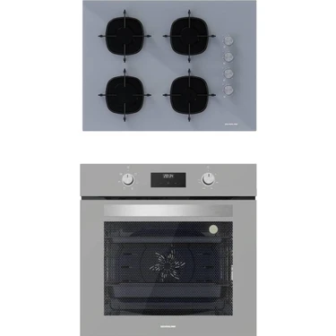 Silverline 2'li Ikili Gri Cam Ankastre Set BO6502S02 Dijital Fırın - CS5665S01 65CM Cam