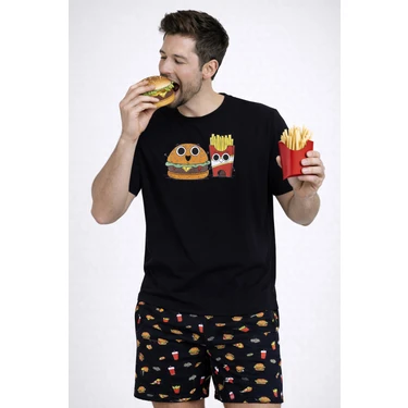 Koza İç Giyim Erkek Pamuklu Baskılı Cepli Şortlu Pijama