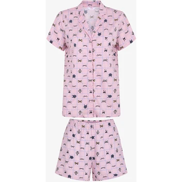 Penti Pembe Cute Bows Pamuklu Gömlek Şortlu Pijama