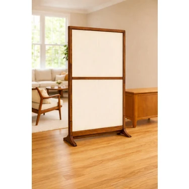 180CM x 100CM Masif Ahşap Çerçeveli Ayaklı Kumaş Paravan Seperatör Oda Ayırıcı Dekor 180CM x