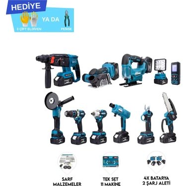 Dawreek 11'li Set Darbeli Akülü Vidalama 350 Nm Tork ve 4 Akü ile Ergonomik Taşıma