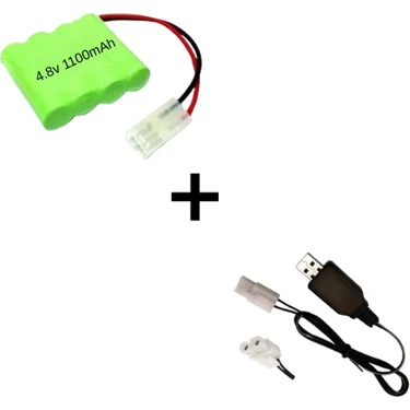 Tnl 4.8V 1100MAH Ni-Mh 2 Pin Tamiya Soketli Oyuncak Araba Bataryası+ 2 Pin Tamiya USB Şarj