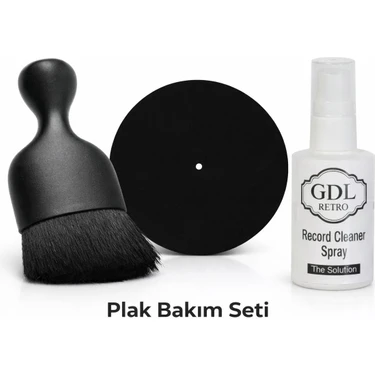 Gdl Retro Plak Bakım Seti - Plak Temizleme Fırçası + Antistatik Ped + Plak Temizleme