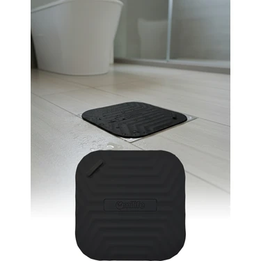 Omilife Siyah Kare Silikon Gider Kapağı Koku Önleyici Lavabo Banyo Mutfak Gider Tıkacı 14.5