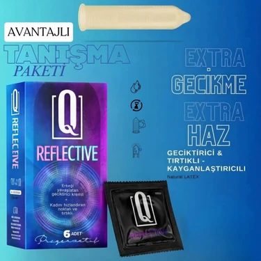 Q Liquids Geciktiricili Tırtıklı Prezervatif 6’Lı – Uzun Süreli Deneyim, Yoğun His ve Güvenli