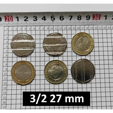 Talay 100 Adet 3/2 Çeltikli 27/2 mm Oyun Makineleri Jetonu & Langırt Jetonu ( 100 Adet