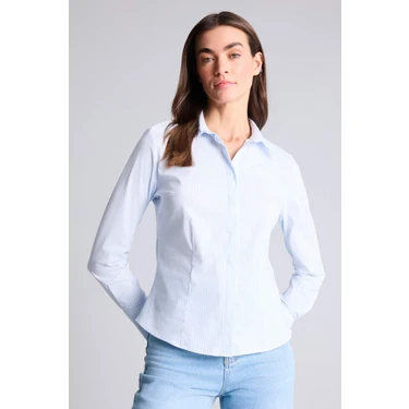 DeFacto Fitted Çizgili Poplin Gömlek