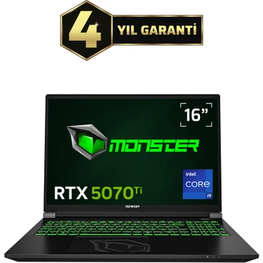 Monster Tulpar T6 V3.7.8 Intel Core i9 13900HX 64 GB RAM 1 TB SSD 12 GB RTX 5070 Ti FreeDOS 16"