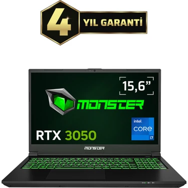 Monster Abra A5 V21.7 Intel Core i7 13700H 16 GB RAM 500 GB SSD 4 GB RTX 3050 FreeDOS 15,6" 144 Hz