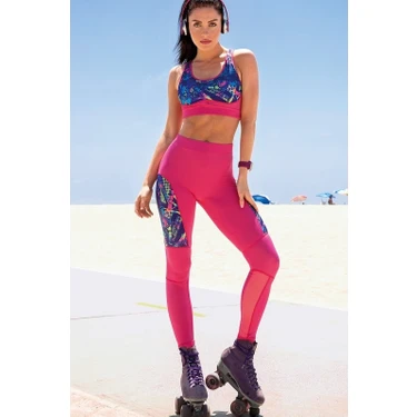 Yeni İnci Fuşya (Yoga-Fıtness-Pilates-Koşu) Sporcu Tayt Alt Üst