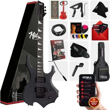 Midex Force Masif Ağaç Üst Seviye Elektro Gitar H-H Profesyonel Full Set