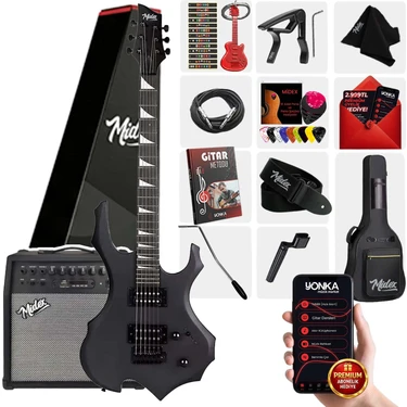 Midex Force-AMP50 Üst Seviye 50 Watt Amfili Elektro Gitar H-H Profesyonel Full Set