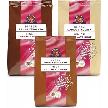 Altınmarka Sütlü Damla Çikolata 1 kg, Bitter Damla Çikolata 1 kg, Beyaz Damla Çikolata 1