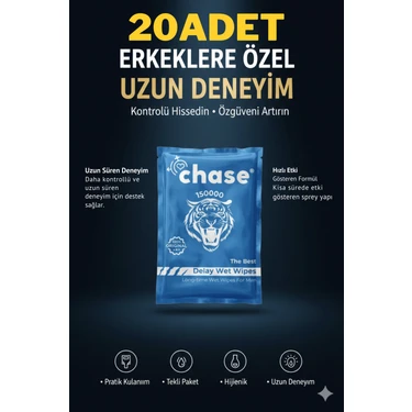 Chase Erkelere Özel Geçiktirici Mendil 20 Adet 1 Katlı