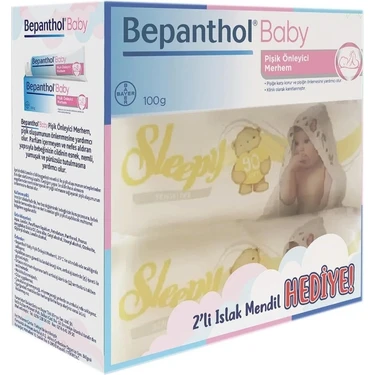 Bepanthol Baby Pişik Önleyici Merhem 100 gr + 2 Paket Sleepy Sensitive 90 Lı Islak