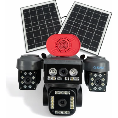 O-Kam OK337 Premium 12MP 4 Kameralı 4G Çift Solar Panel AOV Gece Görüş Sesli Konuşma Akıllı