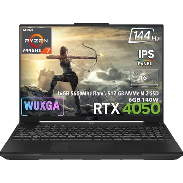 Asus TUF Gaming A16 FA607NUG-RL125-Gaming AMD Ryzen 7 7445HS 16GB 512GB SSD RTX 4050 6GB 16" FHD+