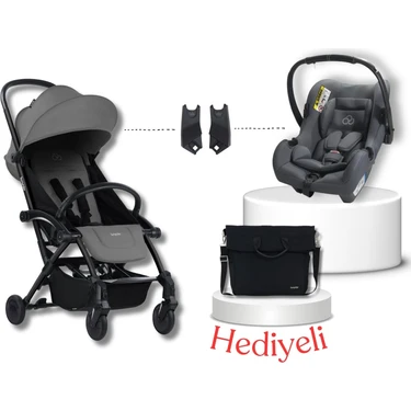 Bumprider Connect³ Black-Grey Bebek Arabası & Connect Trn Grup 0+ Oto Koltuğu Grey & Oto Koltuk