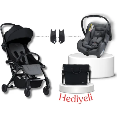 Bumprider Connect³ Black-Grey Melange Bebek Arabası & Connect Trn Grup 0+ Oto Koltuğu Grey & Oto