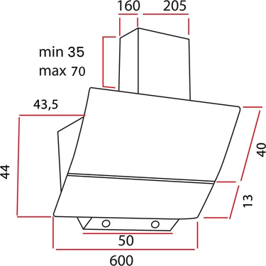 Alveus Mod Crk Siyah Duvar Tipi Davlumbaz 60 cm Alüminyum Filtre ile Şık