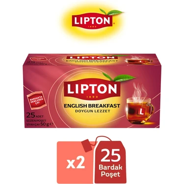 Lipton English Breakfast Siyah Bardak Poşet Çay 25LI x 2