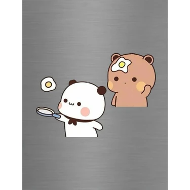 ADA 3D Yumurta Pişiren Kahvaltı Hazırlayan Dudu Bubu Panda Ayıcık Mutfak Süsü Buzdolabı Magneti