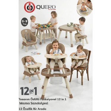 Quero Yummy 12IN1 Mama Sandalyesi 12 Özellik Portatif Çalışma, Oyun Masalı Çok Fonksiyonlu Mama
