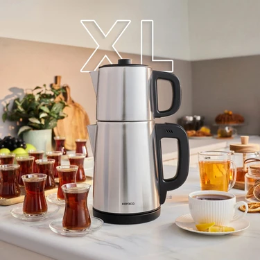 Karaca TeaBig XL 35 Çay Bardağı Kapasiteli 2 in 1 Çelik Çay Makinesi ve Su Isıtıcı