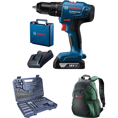 Bosch Professional Gsb 183 Tek Akülü 2 Ah Darbeli Matkap Şarjlı + V-Line 103 Parça Karışık Aksesuar