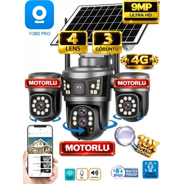 Ventus ONQAM V380 Pro ON-SG4346M 20MP Üç Kameralı 4G Güneş Enerjili Akıllı Güvenlik