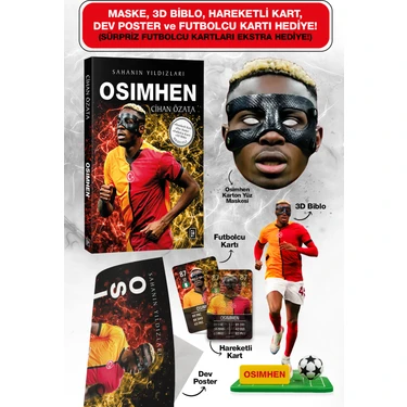 Parodi Yayınları Osimhen Futbolcu Kitabı - Maske, 3D Biblo, Dev Poster, Kart Hediyeli