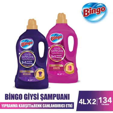 Bingo Giysi Şampuanı 2in1 Yıpranma Karşıtı&Renk Canlandırıcı Etki