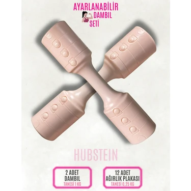 Hubstein Kadınlar Için Ayarlanabilir El Dambıl 2 kG Dambıl 2'li Set, 4'ü 1 Arada Küçük Dambıl