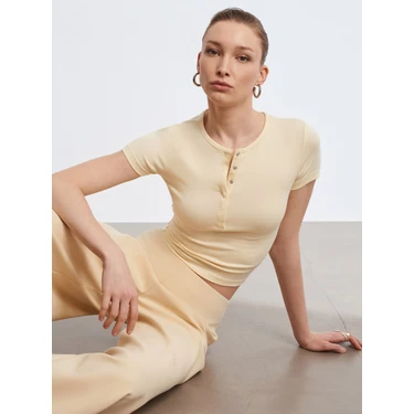 Dilvin 31704 Çıtçıt Düğmeli Kısa Kollu Top-Açık