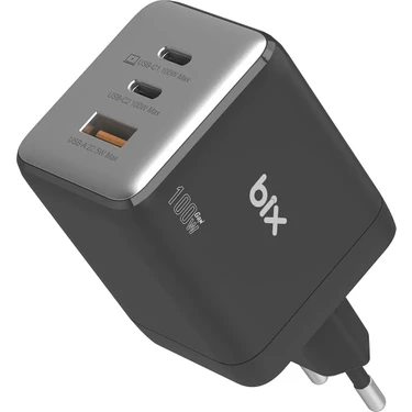 補助充電器 Bix BX3P102G 100W 3 Portlu Usb-C + Usb-A Gan Şarj Aleti Fiyatı