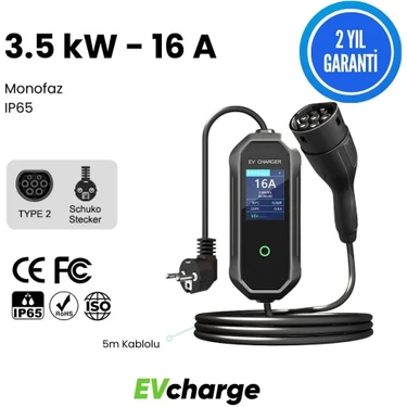 EV Charger Store 3.5 Kw Elektrikli Araç Taşınabilir Şarj Cihazı 16A 220V Tak-Çalıştır Taşıma