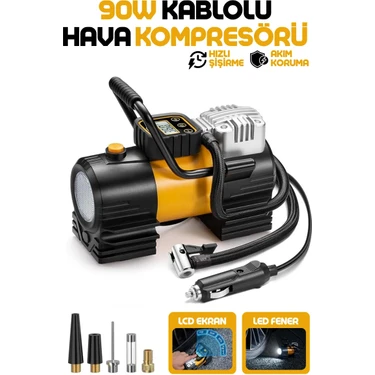 Enshall Yeni Güçlü Taşınabilir Araç Çakmaklık Uyumlu Araç Lastik Şişirme