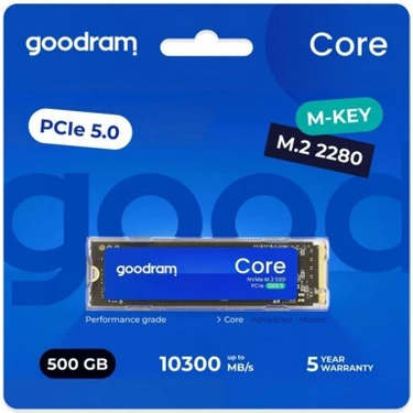Goodram 500GB Gen5 Nvme M.2 SSD (Okuma Hızı 9300MB / Yazma Fiyatı
