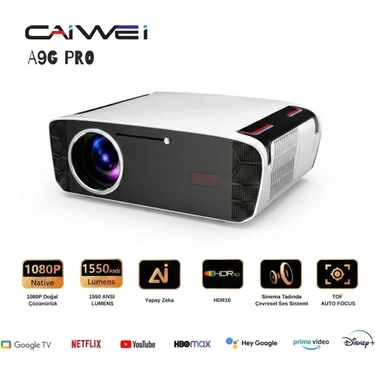 Caiwei A9G Pro 2026 Akıllı Projeksiyon Cihazı - Google Tv - Memc - Android 15 - HDR10 - L1 Lisanslı