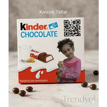 Kinder Chocolate Fotoğraflı ve Qr Kodlu Kişiye Özel Hediye Çikolata Parti, Doğum Günü, Çocuk,