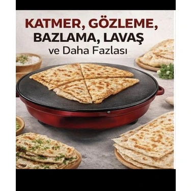 Trendhane SULTAN KATMER  Termostatlı 50 cm Katmer Sacı, Gözleme Tavası - Emaye Gövde, Ayarlanabilir