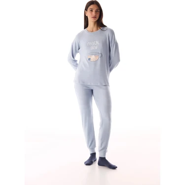 Penti Açık Mavi Magic Soft Termal Etkili Uzun Kollu Pijama