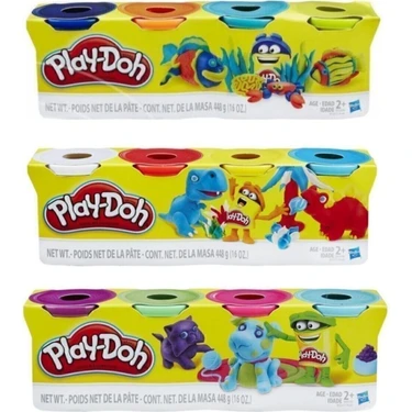 Play-Doh Oyun Hamuru 4'lü 3 Paket Renkli Eğlenceli Aktivite 2-4 Yaş Erkek Çocuklar