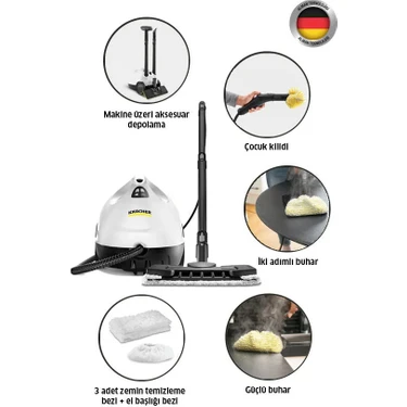 Karcher Kst 2 Buharlı Temizlik Makinesi 1500W Aksesuar Seti ile Beyaz Renk Yüksek