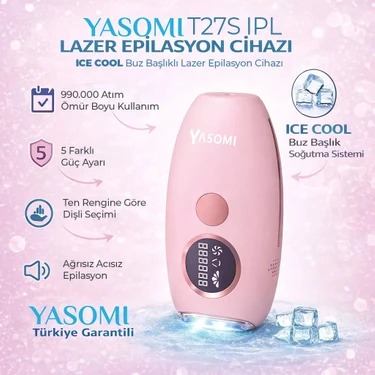 Yasomi TM27S Buz Başlıklı Lazer Epilasyon Cihazı Pembe 990000+ Atım ( Yasomi Türkiye Garantili
