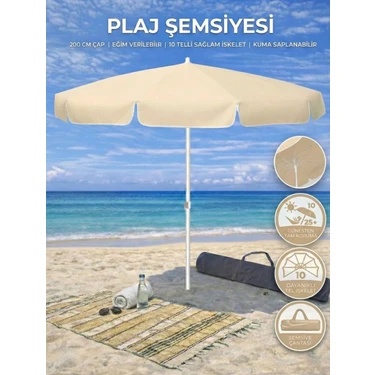 Form Outdoor Plaj Şemsiyesi 200 cm Çapında 360 Derece Dönebilir, Taşıma