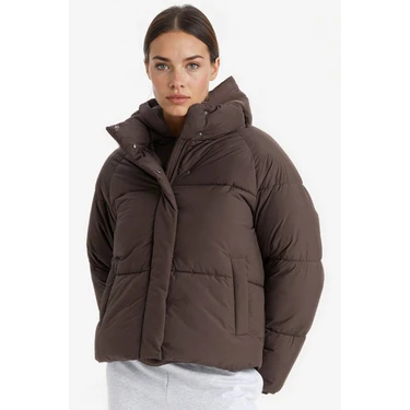 DeFacto Su İtici Regular Fit Dik Yaka Reglan Kol Kışlık Şişme Mont